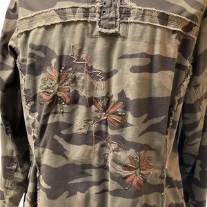 TORRID Brown CAMO FLORAL EMBROIDERED TWILL JACKET